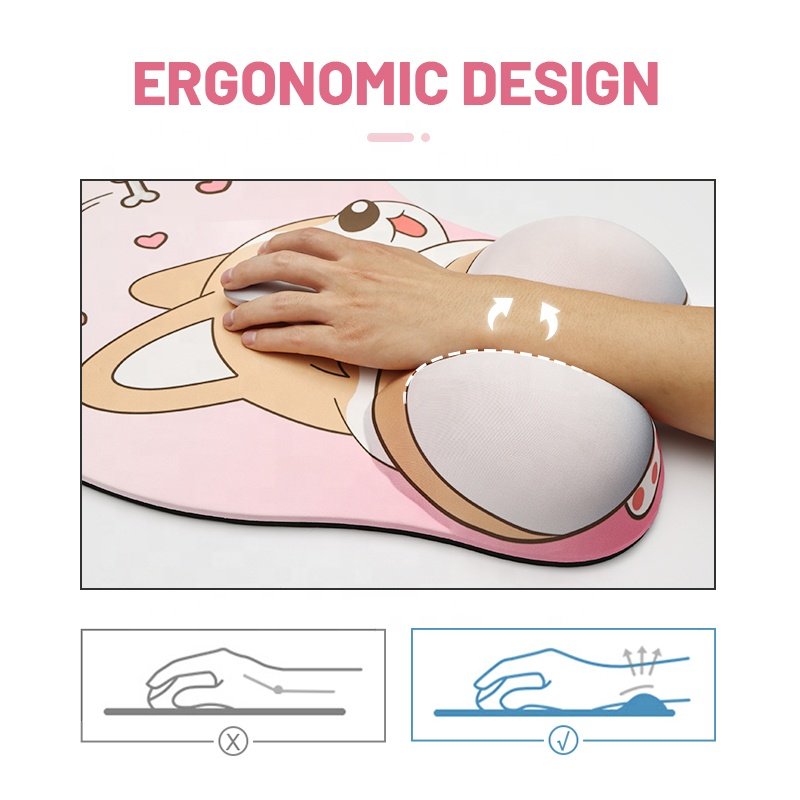 Gaming Mouse Pad Big Breast Boobs Soft Silicone 3D Gel Cartoon Custom Mouse Pad Anime Stock Protect Hand Wrist for Office Home