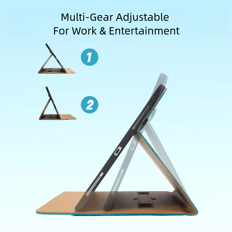 Leather Sewing Style Tablet Case For 12.9'' iPad Pro Air Full Cover Shockproof Waterproof Keyboard Compatible With Pencil Slot