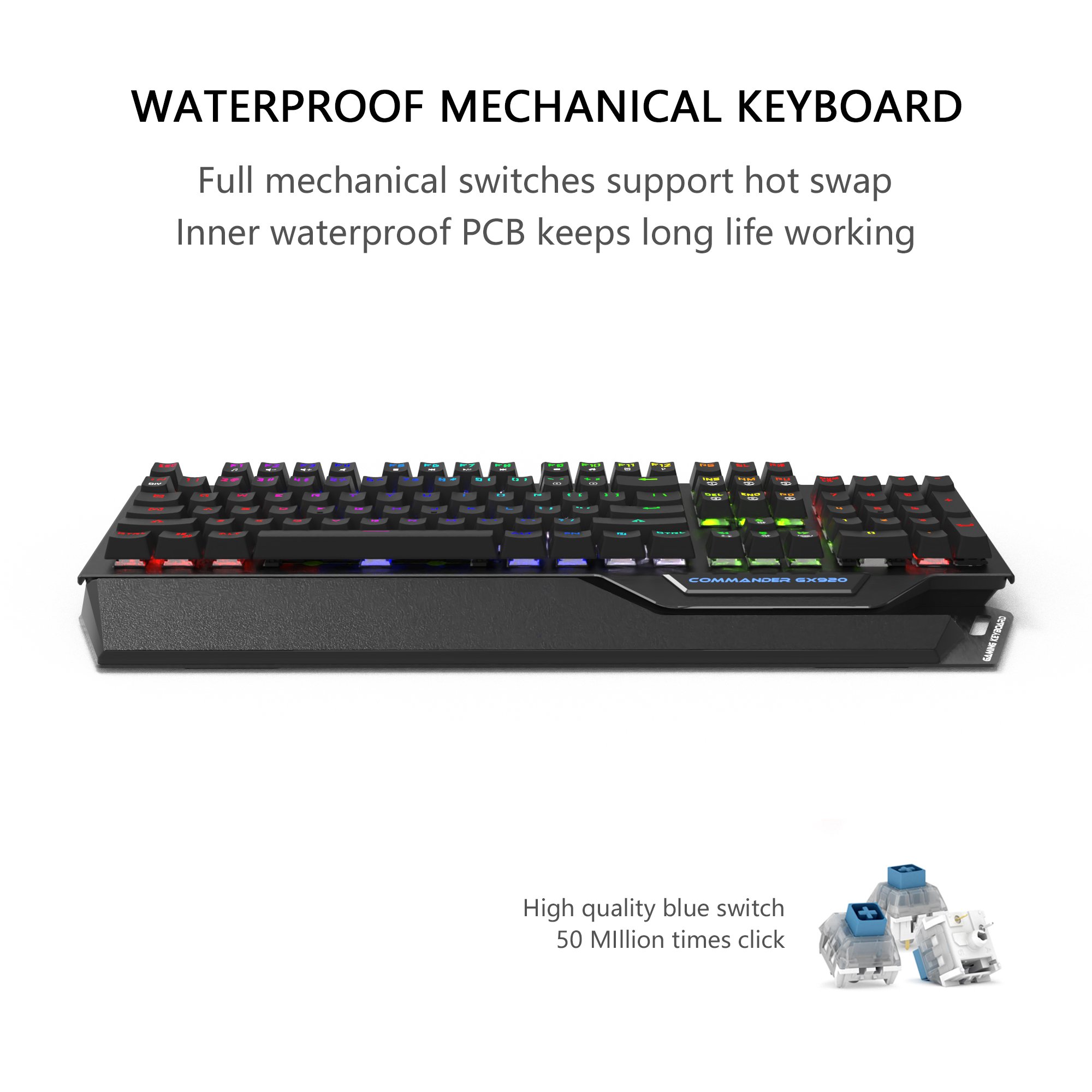 AIKUN GX920 Wired RGB Backlight Gaming Keyboard Mechanical Switches Multimedia Full Size Keyboards Two USB Hub Black