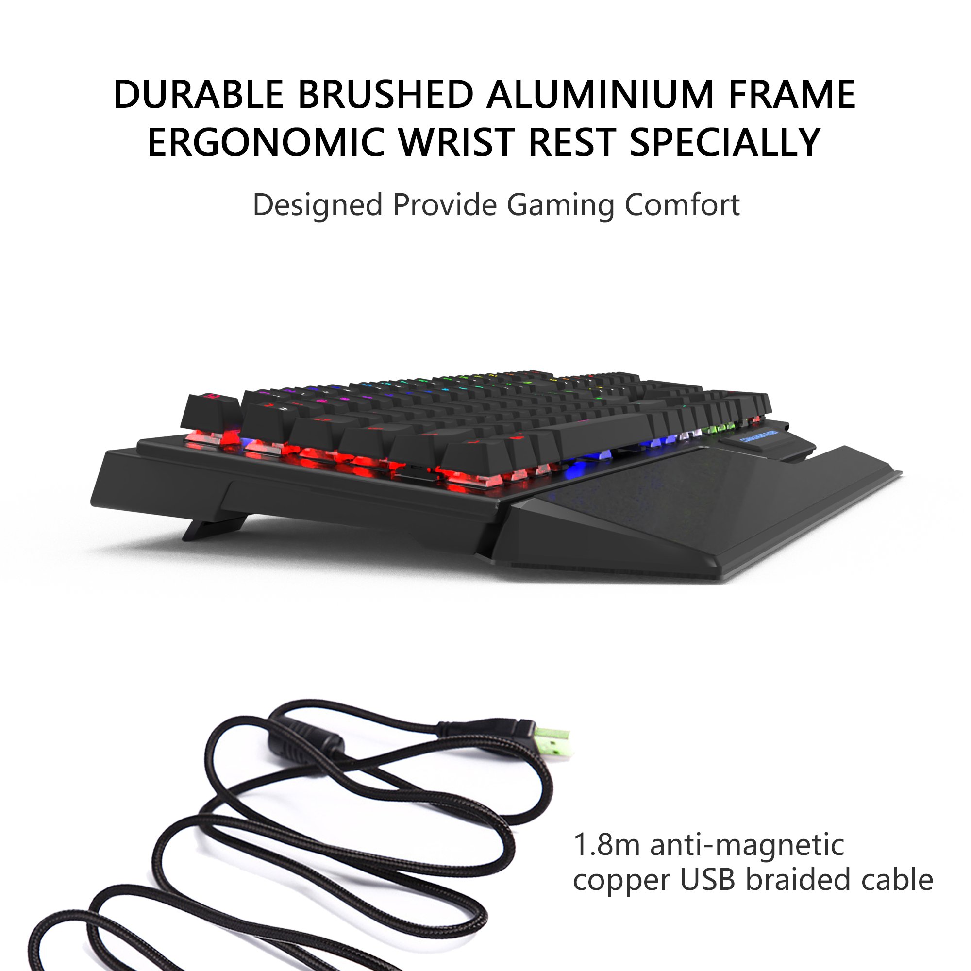 AIKUN GX920 Wired RGB Backlight Gaming Keyboard Mechanical Switches Multimedia Full Size Keyboards Two USB Hub Black