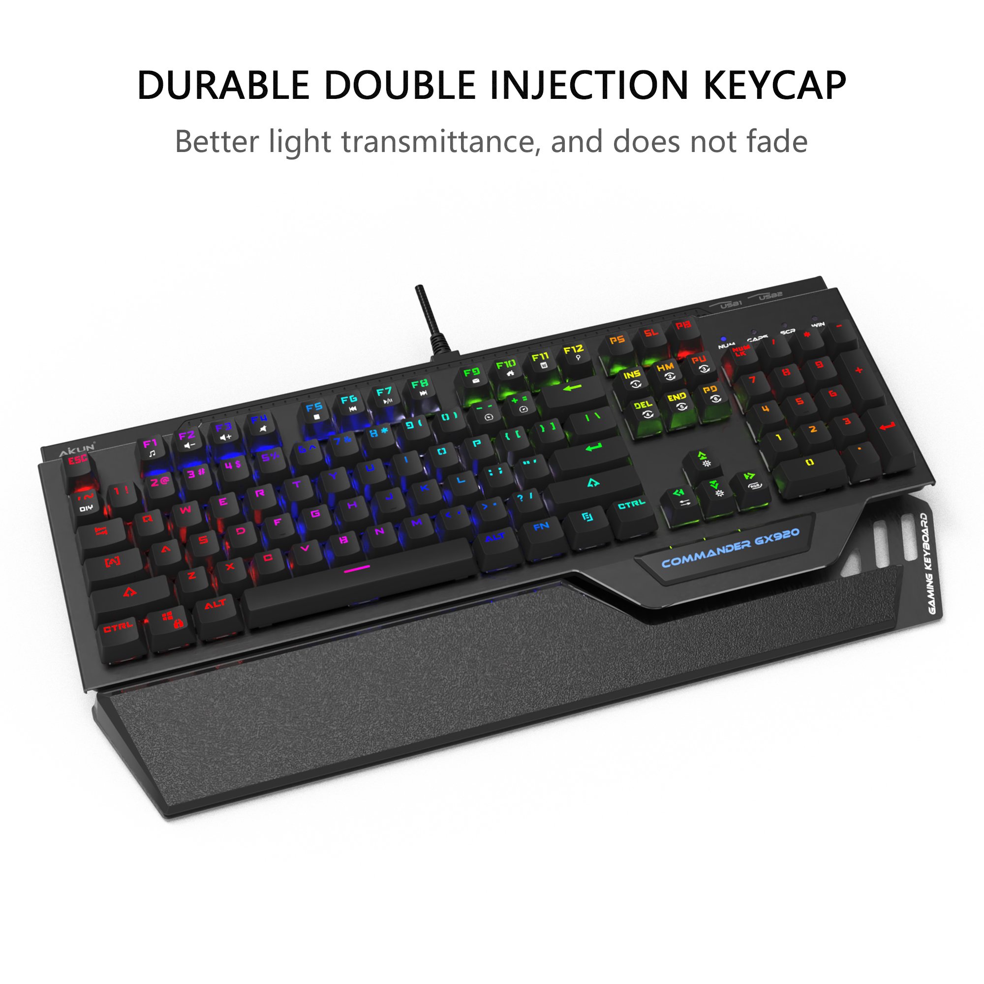 AIKUN GX920 Wired RGB Backlight Gaming Keyboard Mechanical Switches Multimedia Full Size Keyboards Two USB Hub Black