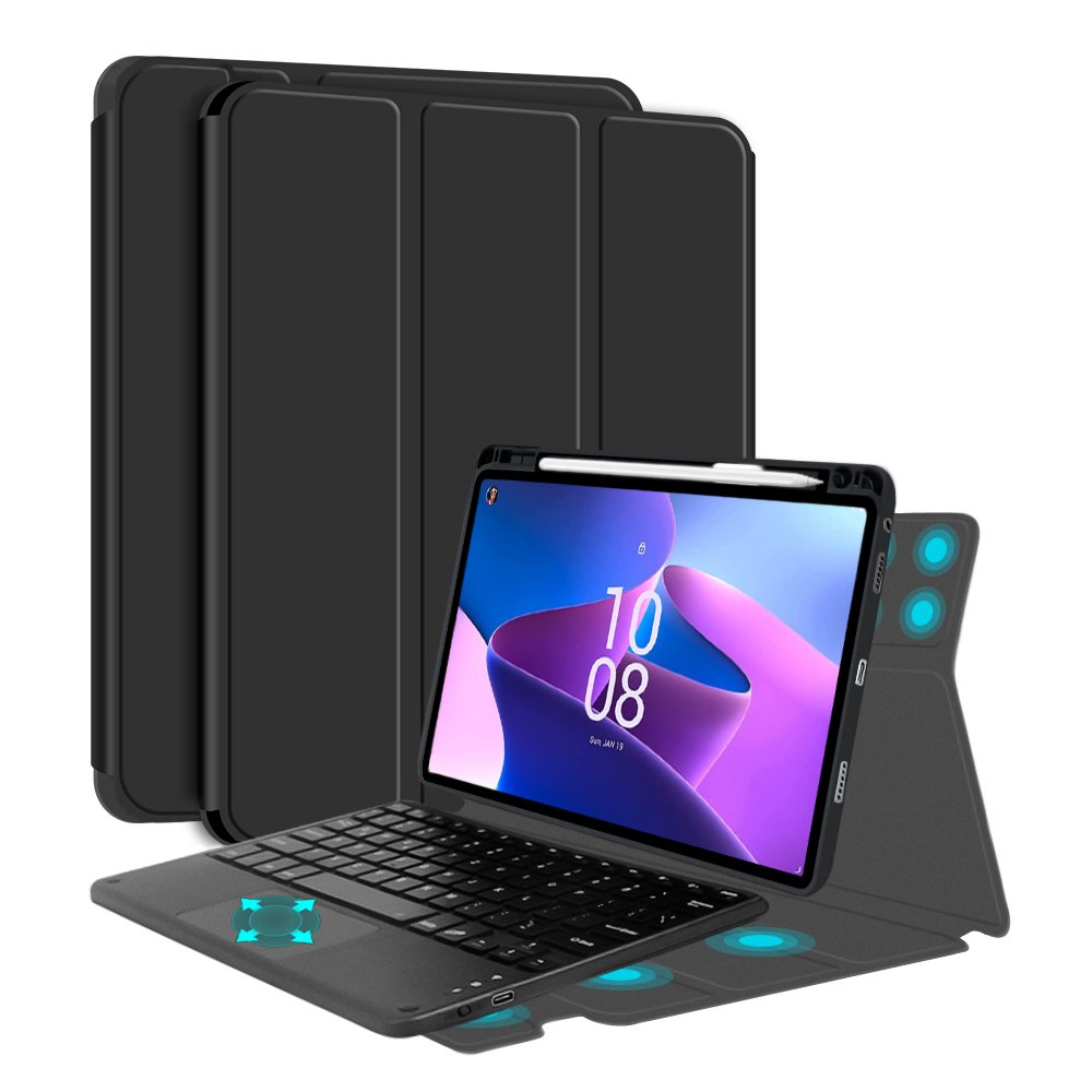 For Lenovo Tab M10 Plus 3rd Gen 10.6'' Detachable Wireless Keyboard case with Touchpad Pen slot Magnetic Attached Cover