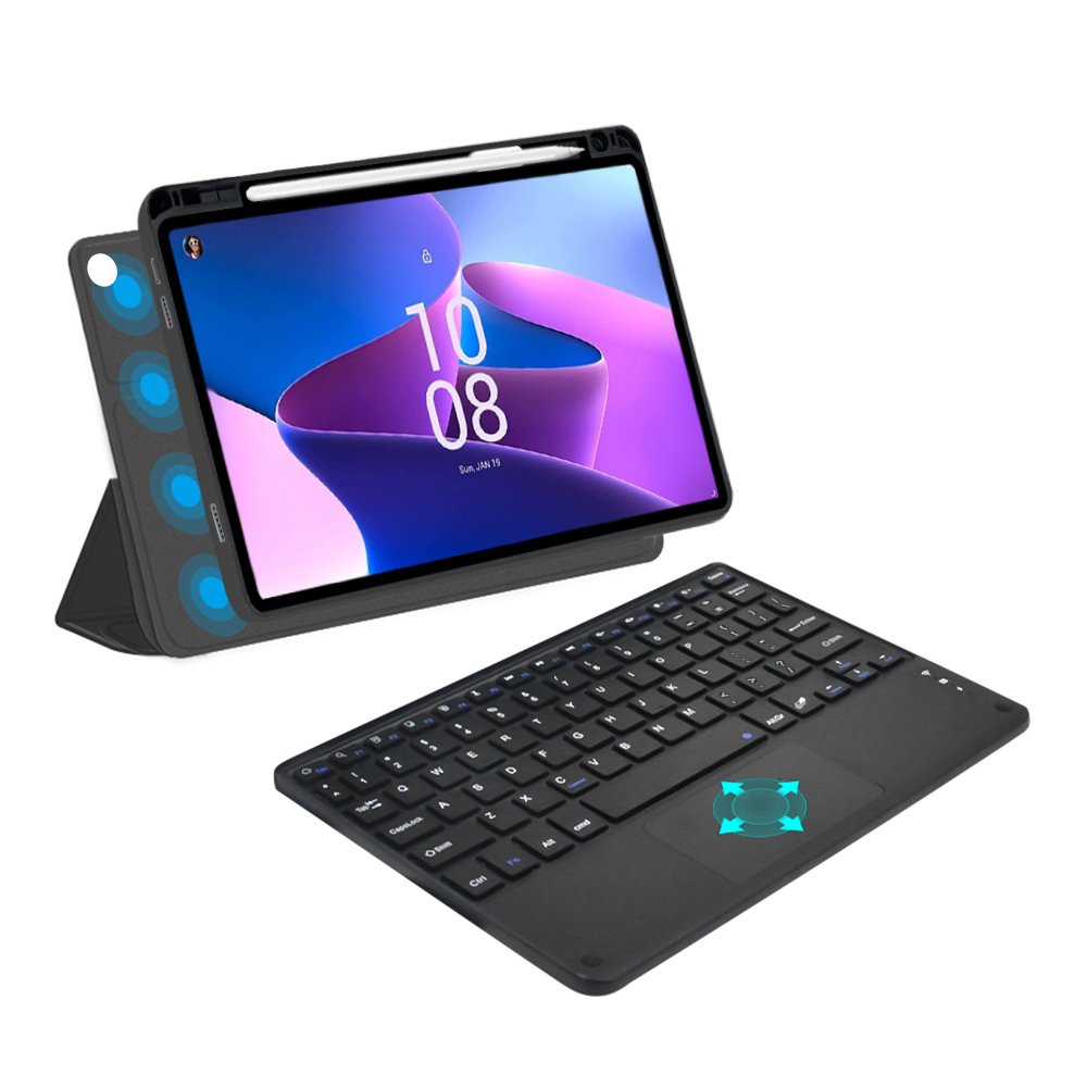 For Lenovo Tab M10 Plus 3rd Gen 10.6'' Detachable Wireless Keyboard case with Touchpad Pen slot Magnetic Attached Cover