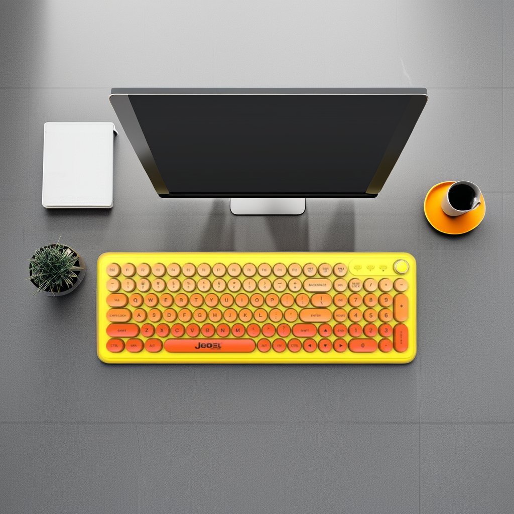 Wireless Bluetooth Retro Typewriter Style Keyboard LED Mini Win/iOS/Android USB Interface New Product UK Laptop