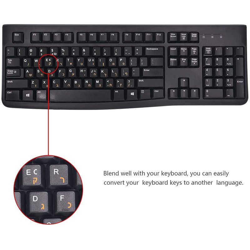 French & Arabic/German/Hebrew Learning Keyboard Layout PVC Sticker for Laptop/Desktop Computer