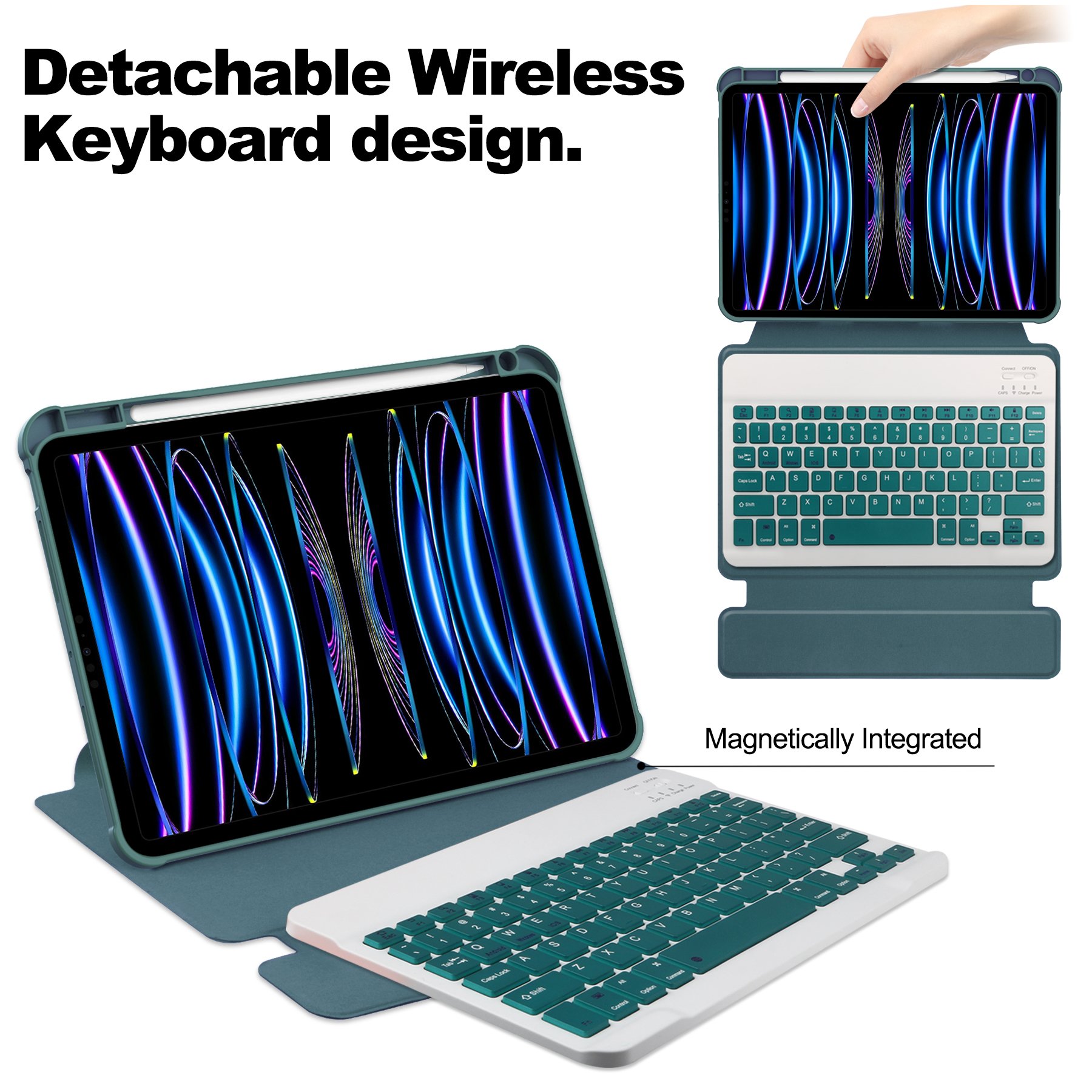 Anti-Shock Clear Transparent Back Shell with Wireless Keyboard for iPad Pro 11 2024 Shockproof Cover Tablet Case with Keyboard