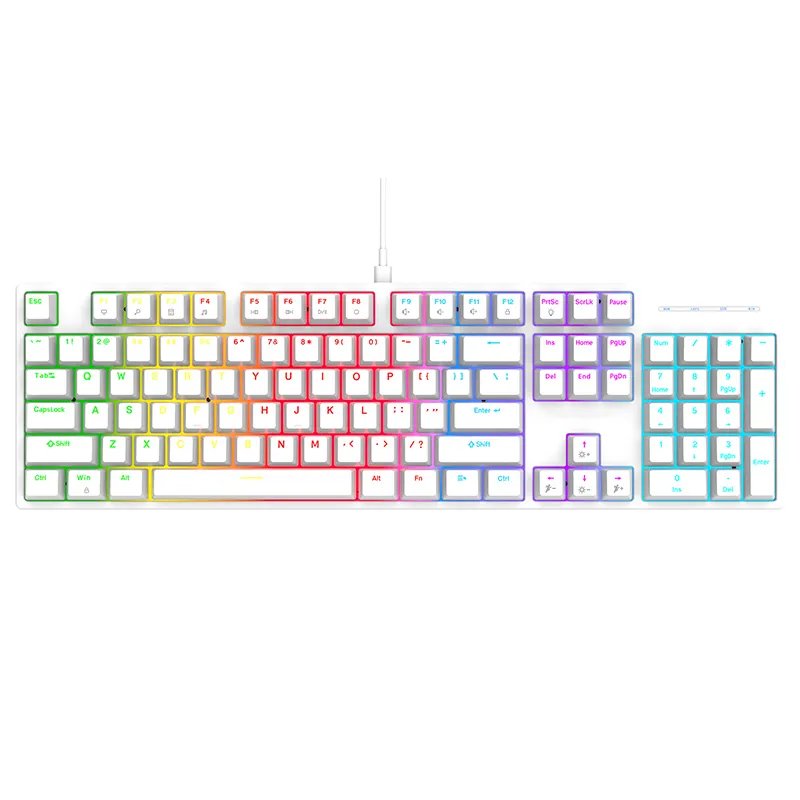 gaming mechanical keyboard blue switch keyboard wired RGB for desktop computer USB Wired Gaming Keyboards 104 Keys 3 Color LED