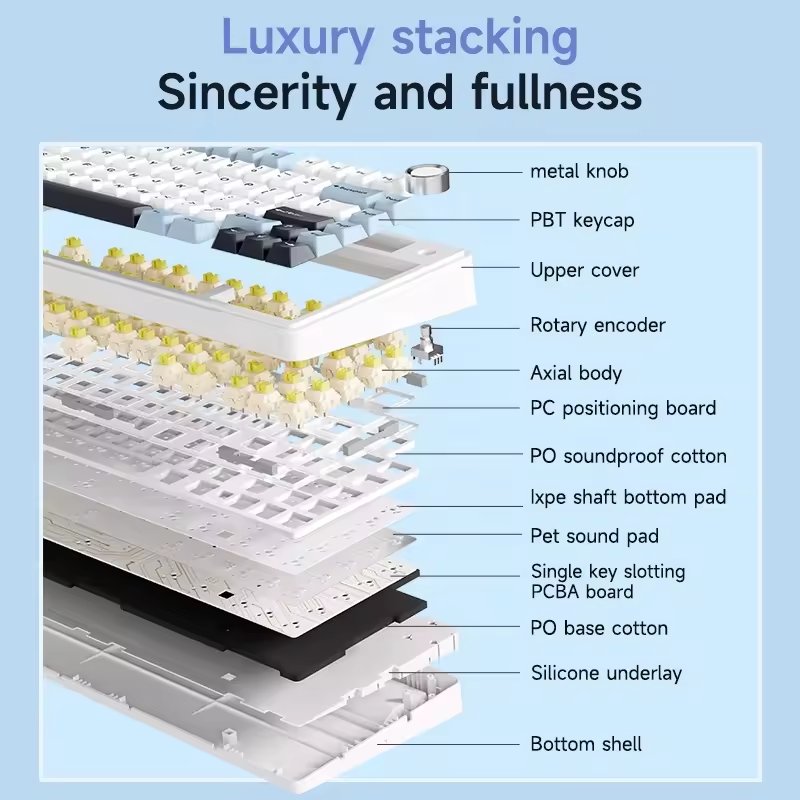 AULA F75 wired usb RGB LED light pc computer custom 2.4G wireless gaming mechanical switch keyboard