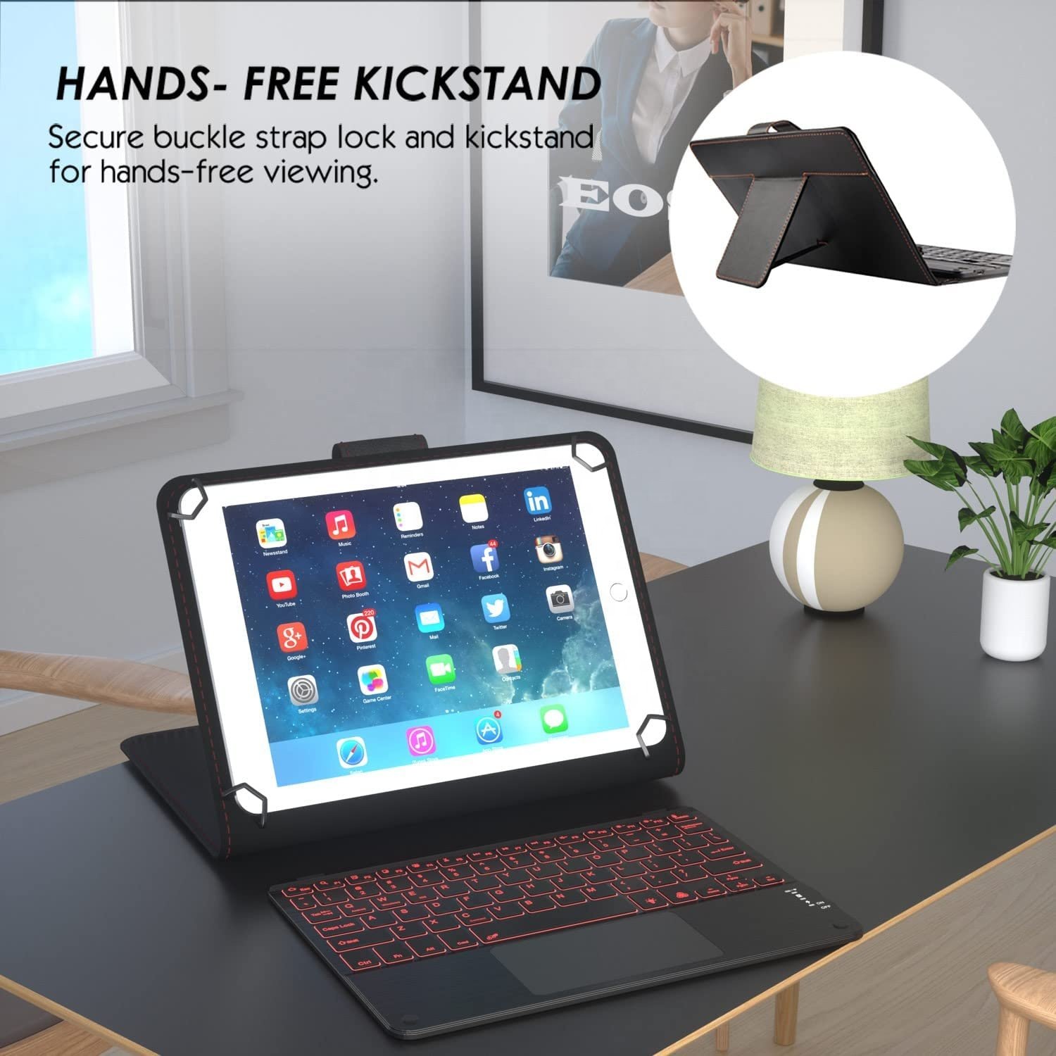 7 Colors Backlit TouchPad Keyboard case for 9" 9.7" 10.1" 10.2" 10.5" 10.9" 11"inch iOS/Android/Windows System Tablet