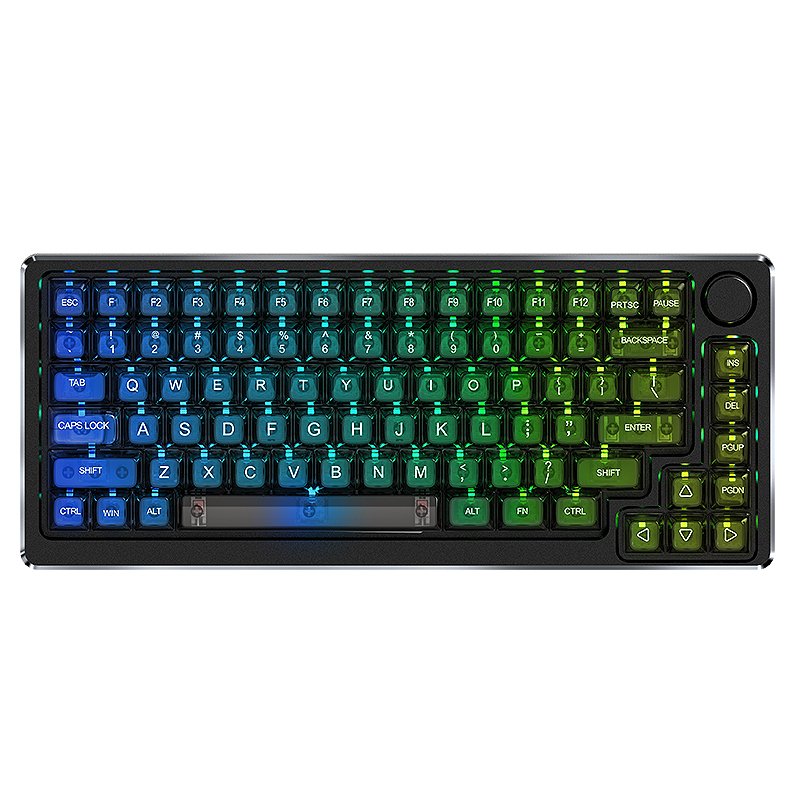 Gasket-Mounted Structure 82 Keys 75% Compact Layout RGB Backlight Triple-Mode Wireless Gaming Mechanical Keyboard with Knob