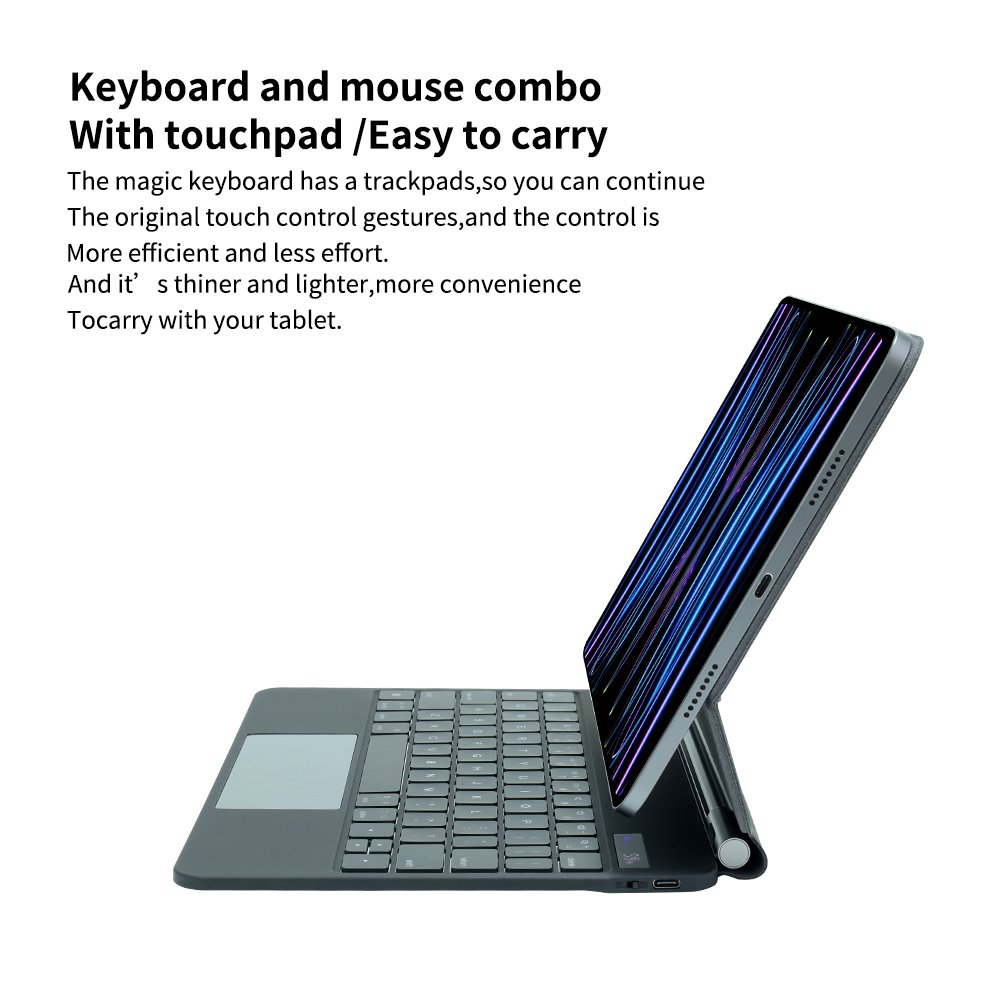 FOR Apple Magic Keyboard (Wireless, Rechargeable) for iPad Pro11/12.9/Air 10.9 Magnet Adsorp Bluetooth Trackpad Keyboard Type-C