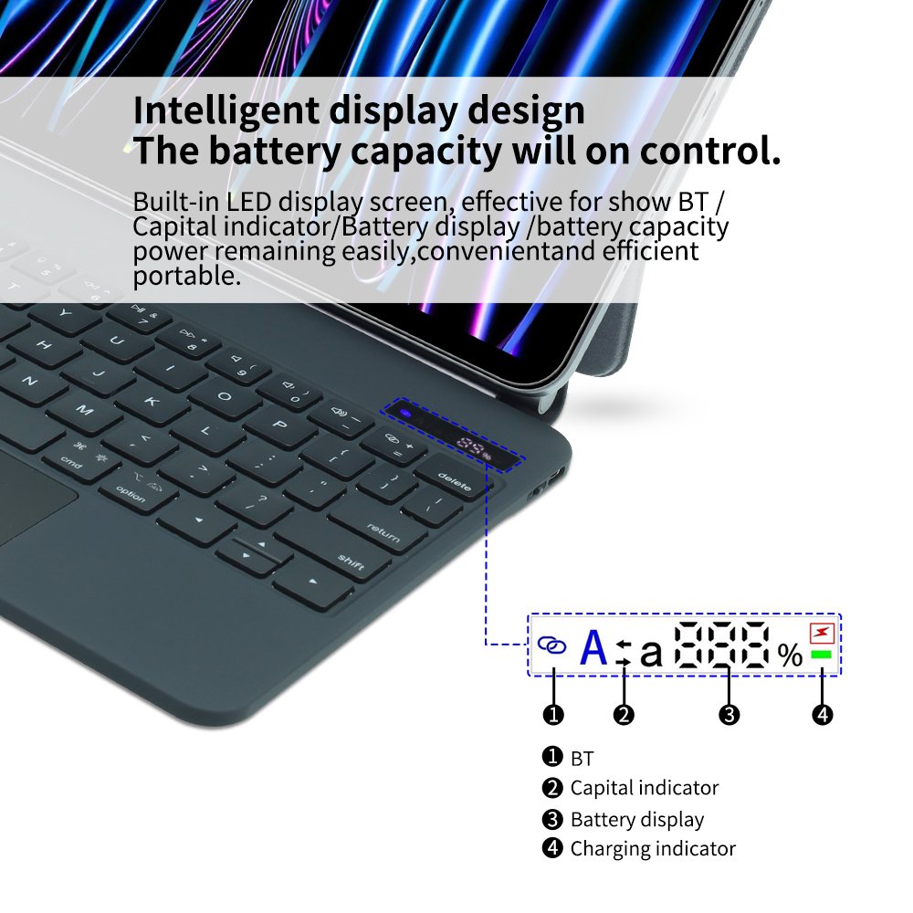 FOR Apple Magic Keyboard (Wireless, Rechargeable) for iPad Pro11/12.9/Air 10.9 Magnet Adsorp Bluetooth Trackpad Keyboard Type-C