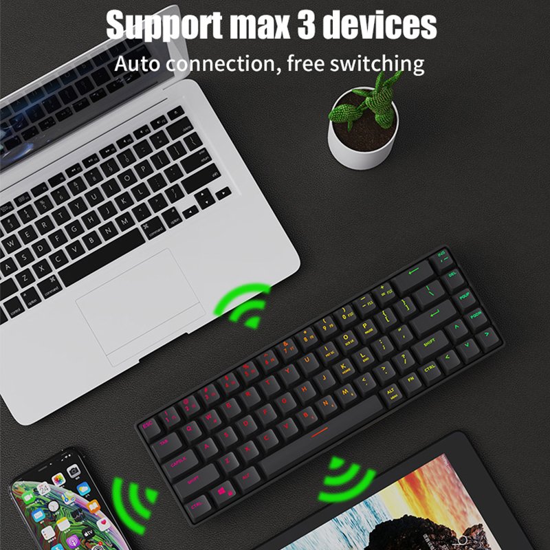Compact Wireless 60% Keyboard Custom Hotswap Blue Switch Keyboard Mechanical Teclado