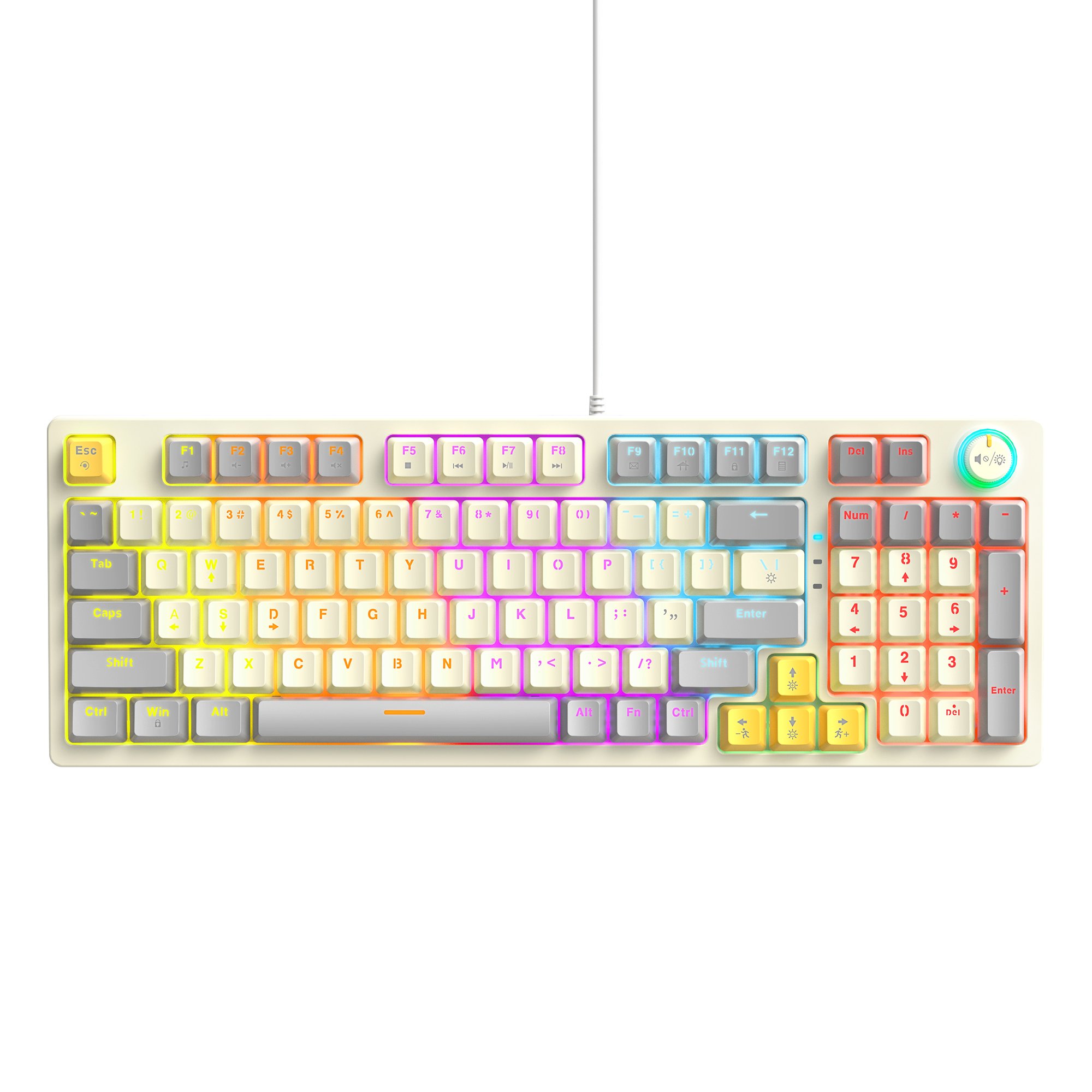 TWOLF T50 Keyboard 97 Keys Hot Swappable Blue Switch Custom Keycap Computer Gaming USB Wired RGB Light Led Mechanical Keyboa
