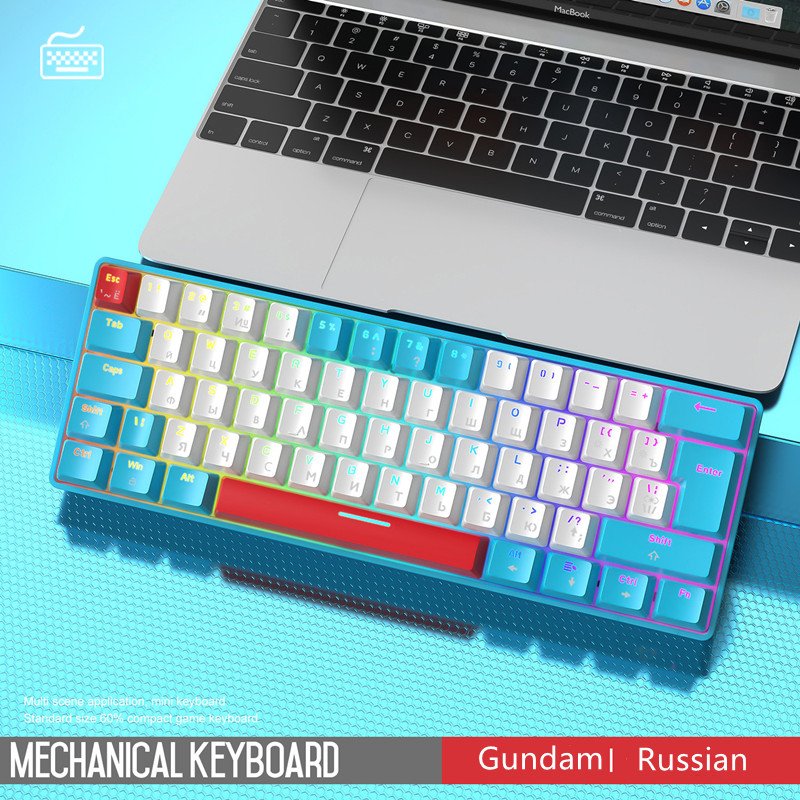 New Arrival T60 Russian Mechanical Keyboard Matching Customized Notebook Office Computer 62 Keys Luminous Game Keyboard