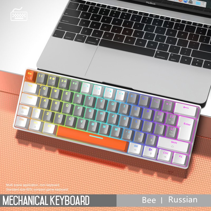 New Arrival T60 Russian Mechanical Keyboard Matching Customized Notebook Office Computer 62 Keys Luminous Game Keyboard