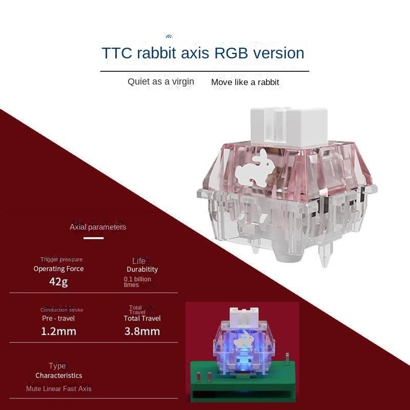 Wholesale of spot TTC Rabbit Axis RGB Edition Silent Linear Fast Axis Customized Hot Plug Mechanical Keyboard Axis Switch