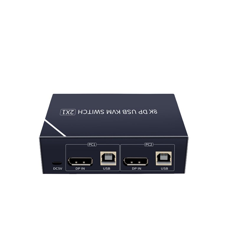 8K DP KVM Switch 2 in 1 out 8K 60Hz Displayport USB KVM Switcher 2x1 for 2 PC Share Monitor Mouse Keyboard by Desktop Controller