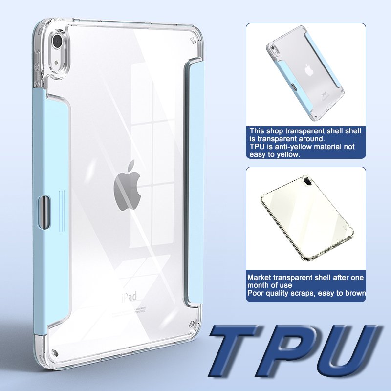 Factory direct transparent acrylic back shell tablet case hidden drawer pen slot PU leather for ipad pro11 tablet case