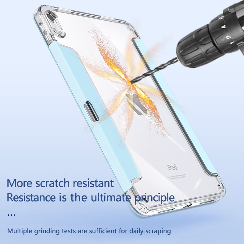 Factory direct transparent acrylic back shell tablet case hidden drawer pen slot PU leather for ipad pro11 tablet case
