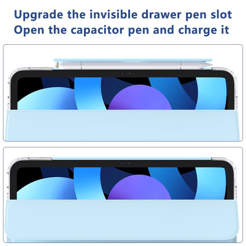 Factory direct transparent acrylic back shell tablet case hidden drawer pen slot PU leather for ipad pro11 tablet case