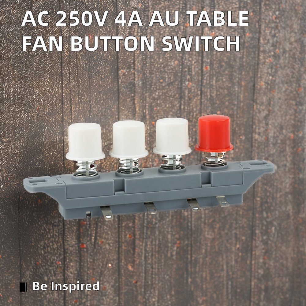 Factory New Gray Button Push Button Switch 4-Keys Electric Fan Keyboard Switch with Soldering Wiring