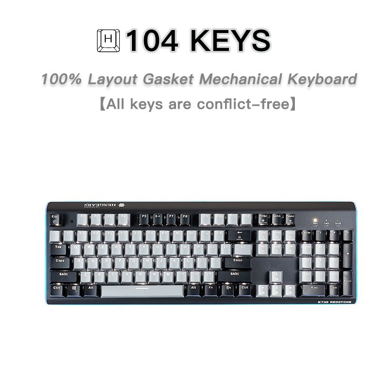 104keys PBT Keycaps USB Type-C Wired Connection Kailh White Swith Mechanical Gaming Keyboard For Desktop Laptop