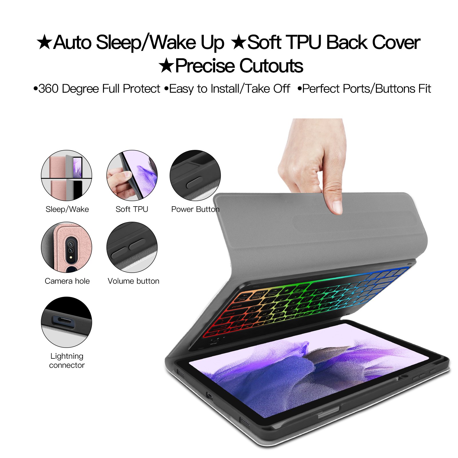 Tablet Cover Magnetic Detachable Keyboard Case For Galaxy Tab S7 Fe 12.4 Inch T730 T736 2021