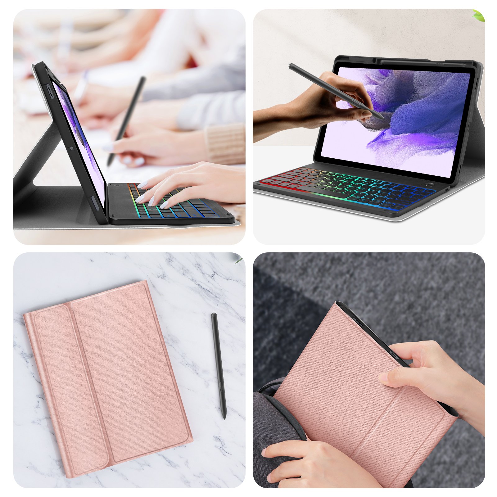 Tablet Cover Magnetic Detachable Keyboard Case For Galaxy Tab S7 Fe 12.4 Inch T730 T736 2021