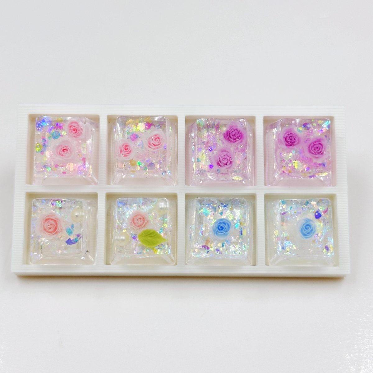 Resin handwork rose Flower Keycaps Outline Luminous Keycaps diy Suitable For Cherry MX Crosshair Switch Mechanical Keyboards