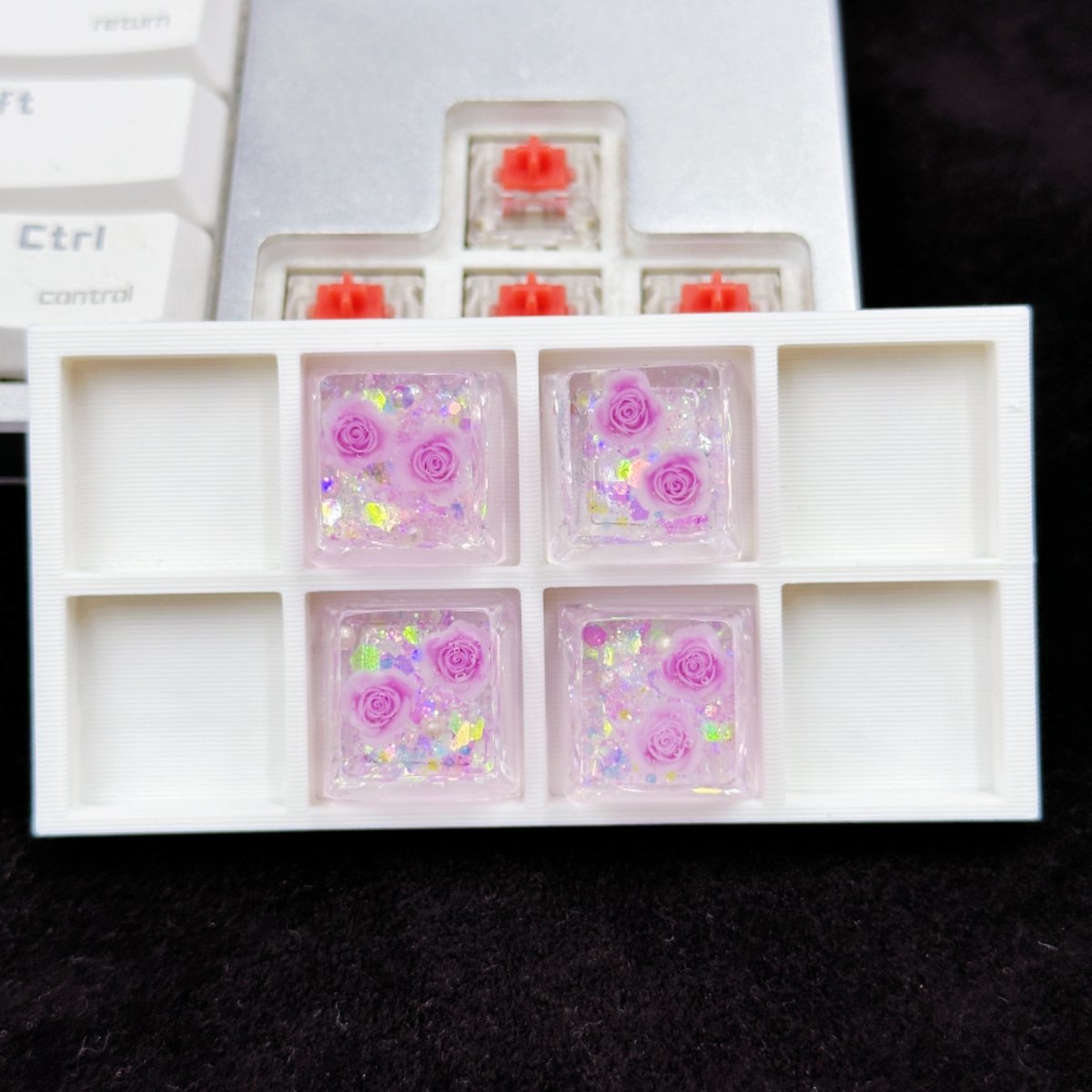 Resin handwork rose Flower Keycaps Outline Luminous Keycaps diy Suitable For Cherry MX Crosshair Switch Mechanical Keyboards