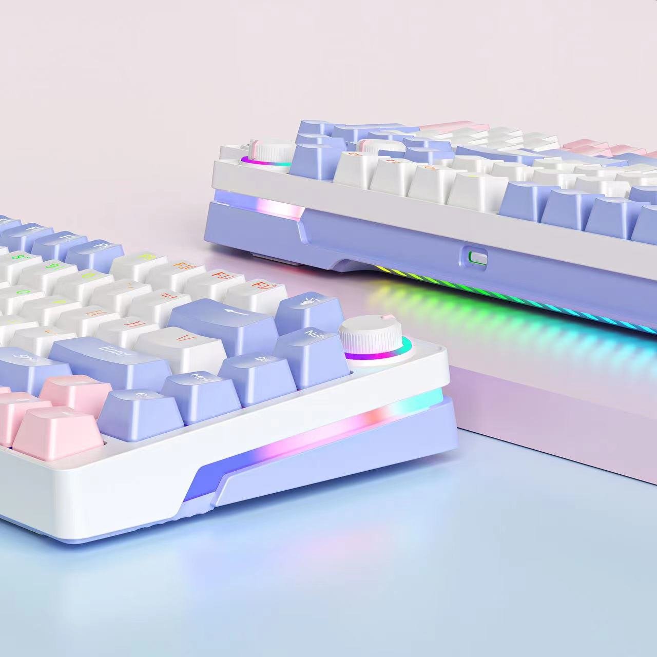 RGB mechanical keyboard 2.4G wireless and bluetooth and Type-c dispatched hotswap mechanical customized keyboard