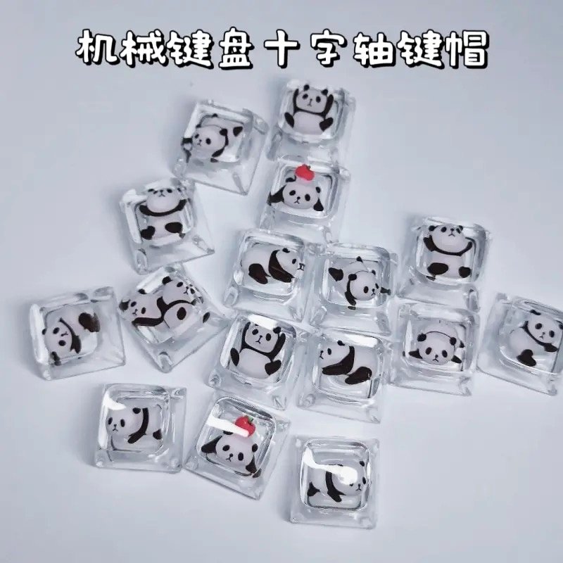 Handmade Resin Printed Panda Keycaps Outline Luminous Keycaps Suitable For Cherry MX Crosshair Switch Mechanical Keyboard