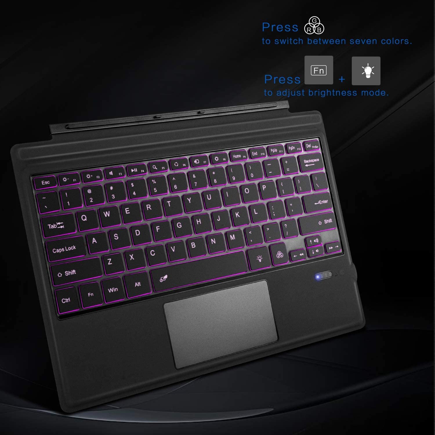 Multi-functional Touchpad 12.3 Inch Wireless Smart RGB Keyboard Cover For Surface Pro 5/3/4/6/7 Magic Keyboard
