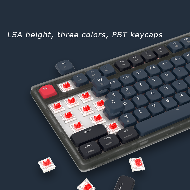 Ajazz AK832 83Keys Wireless BT Three-Mode With Keyboard Low Profile blue Switch For Office