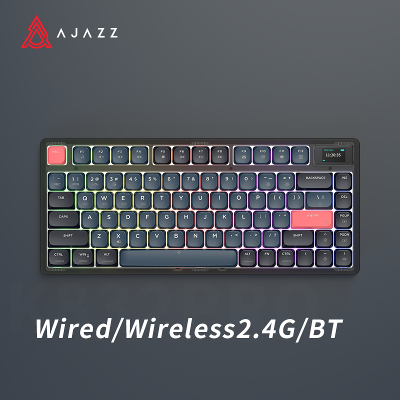Ajazz AK832 83Keys Wireless BT Three-Mode With Keyboard Low Profile blue Switch For Office