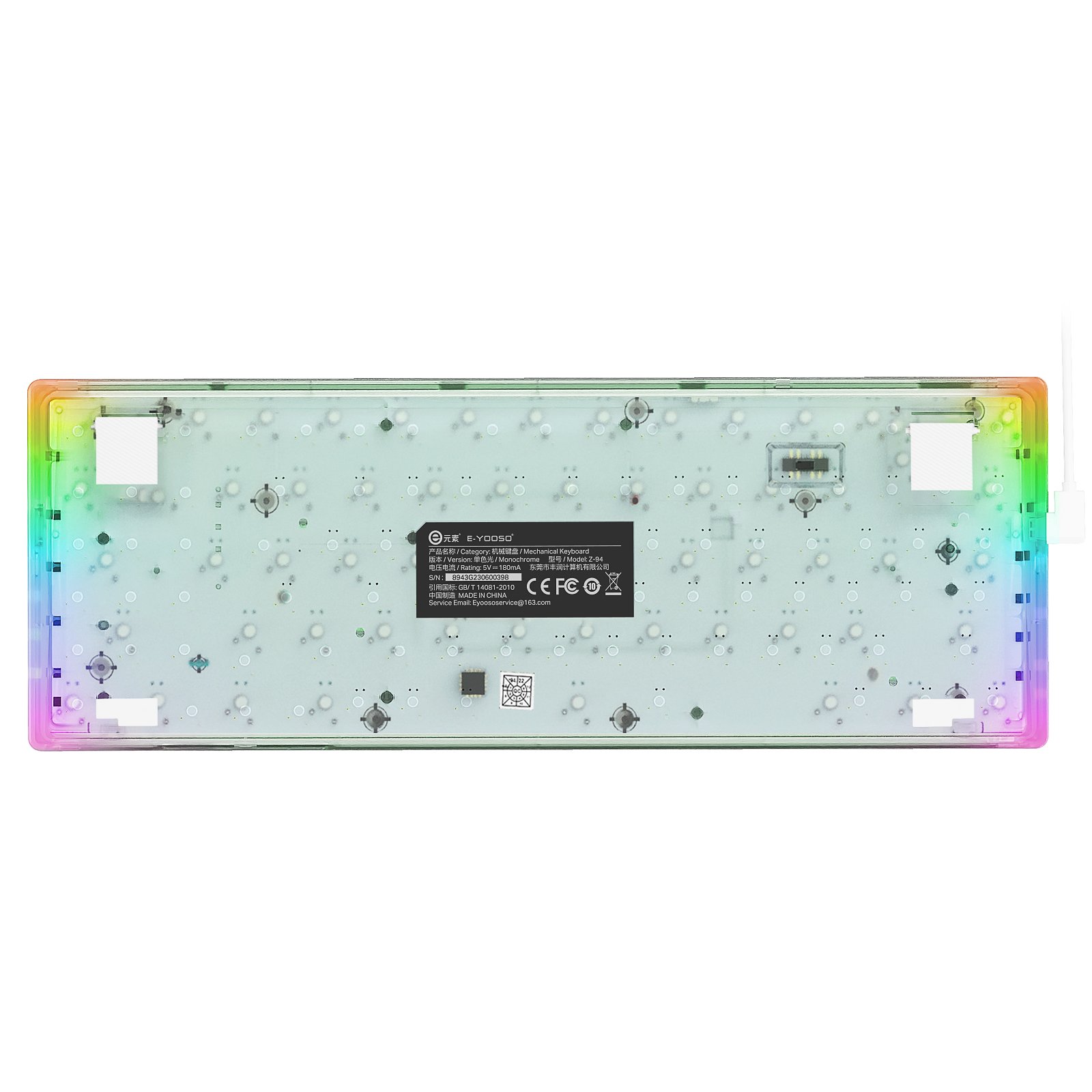 E-yooso z-94 RGB Wired Backlight Switch 94% Gaming Transparent Mechanical Keyboard with RGB Lighting