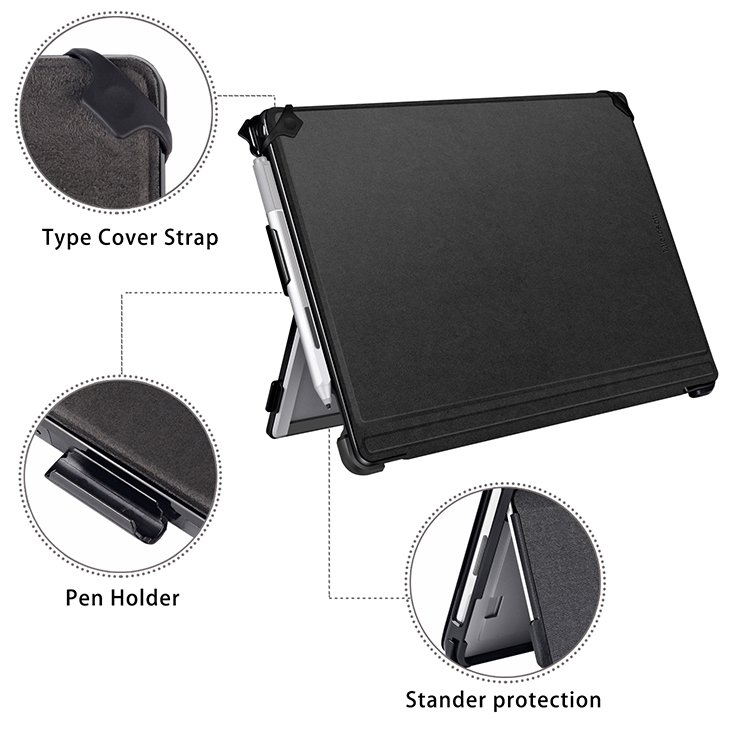 Laptop Cover for Surface Go 1/2/3/4 Tablet Accessories Heavy Duty Case for Surface Go 1/2/3/4 Black