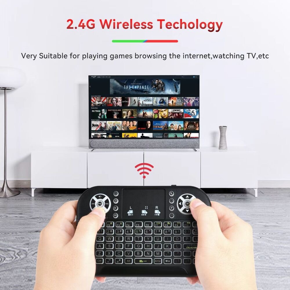 Topleo Mini keyboard A8 LED Android TV Box Accessory Colorful gaming 2.4G RGB backlit wireless handheld mini keyboard
