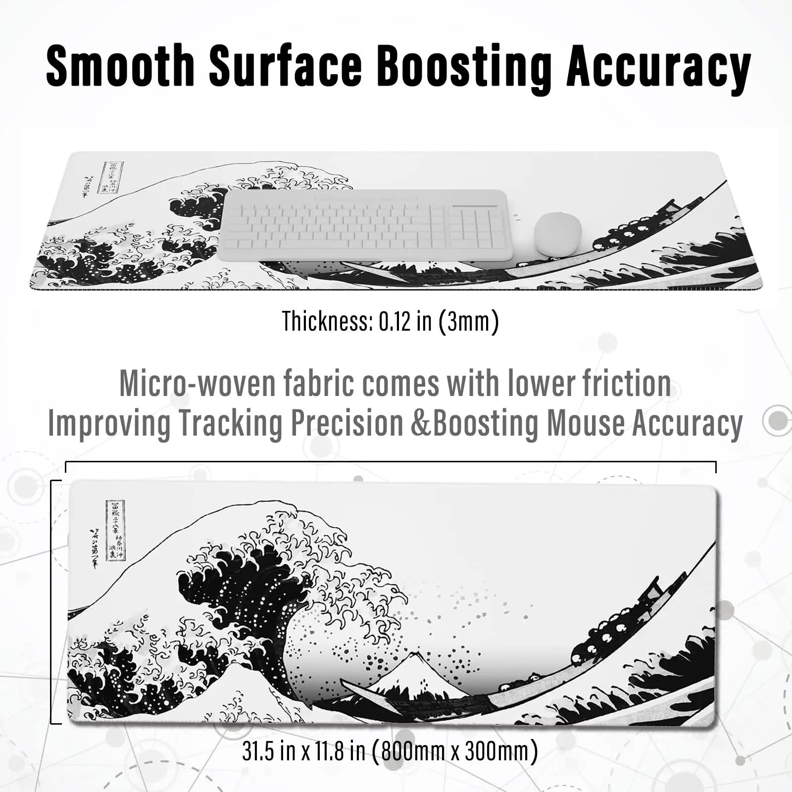 mouse pad extra large character custom desk matcustom desk mat 40x90 cm -waves