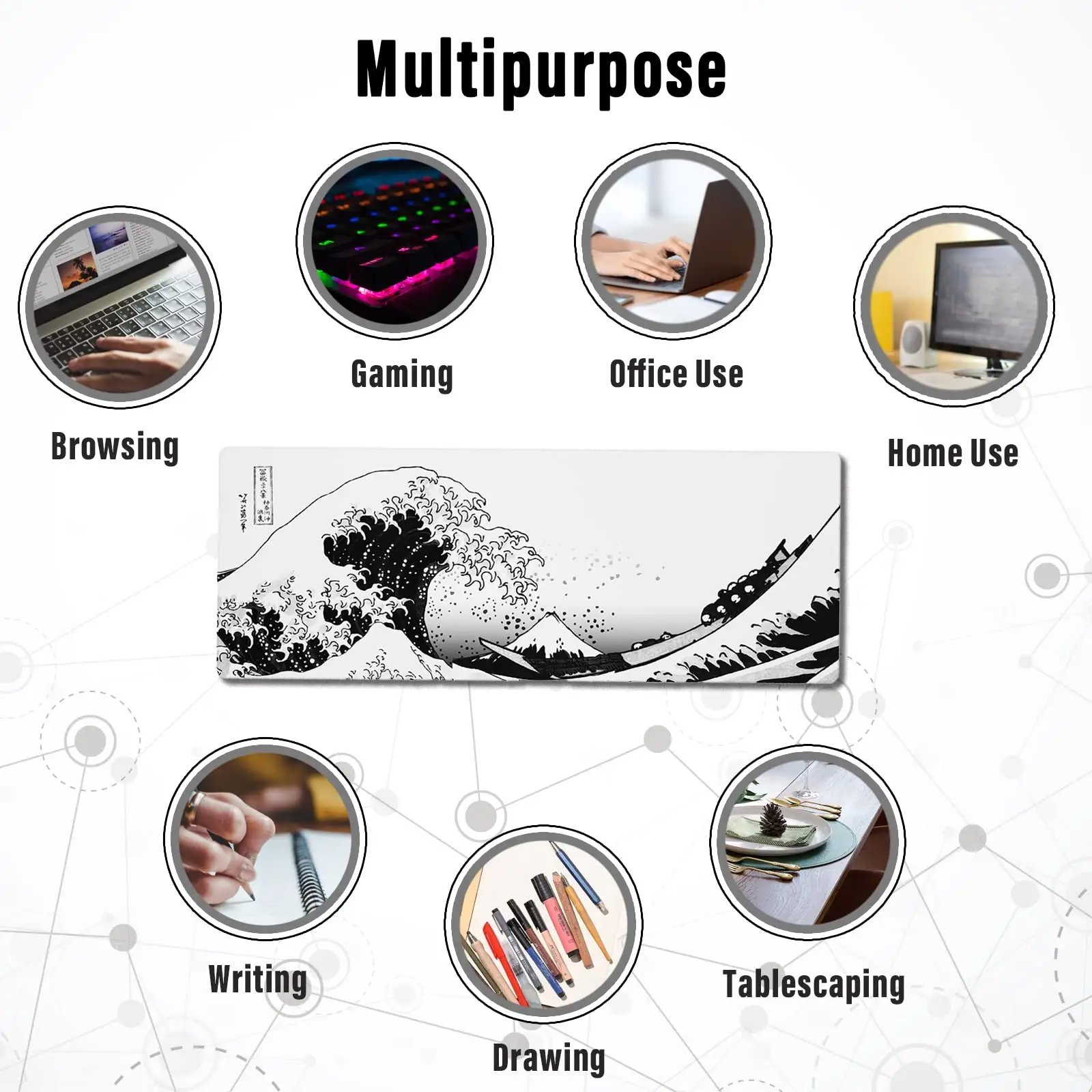 mouse pad extra large character custom desk matcustom desk mat 40x90 cm -waves