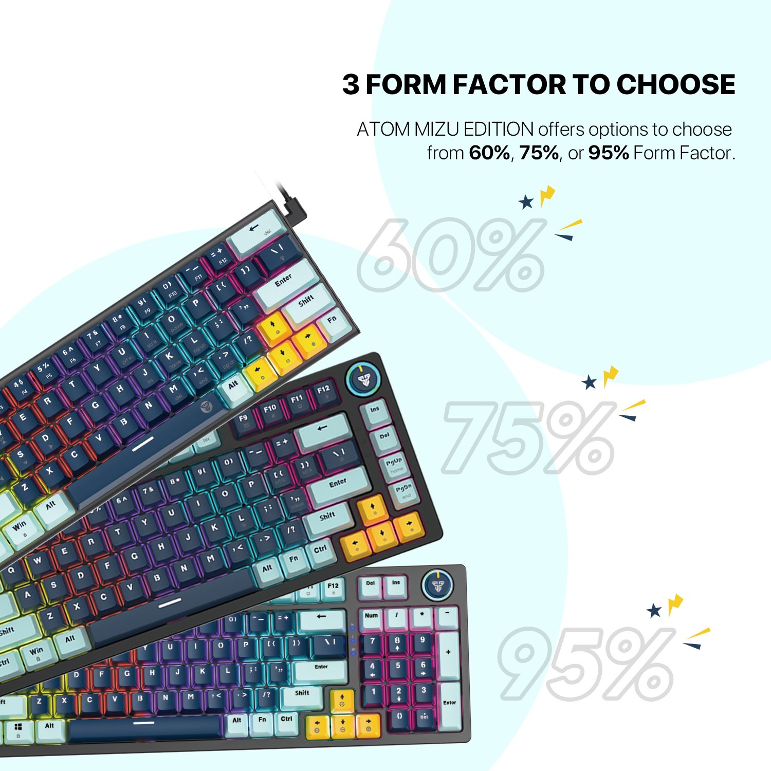 FANTECH MK874v2 ATOM63 High-Quality Materials Enhanced Typing Comfort Wide Compatibility Mechanical Keyboard