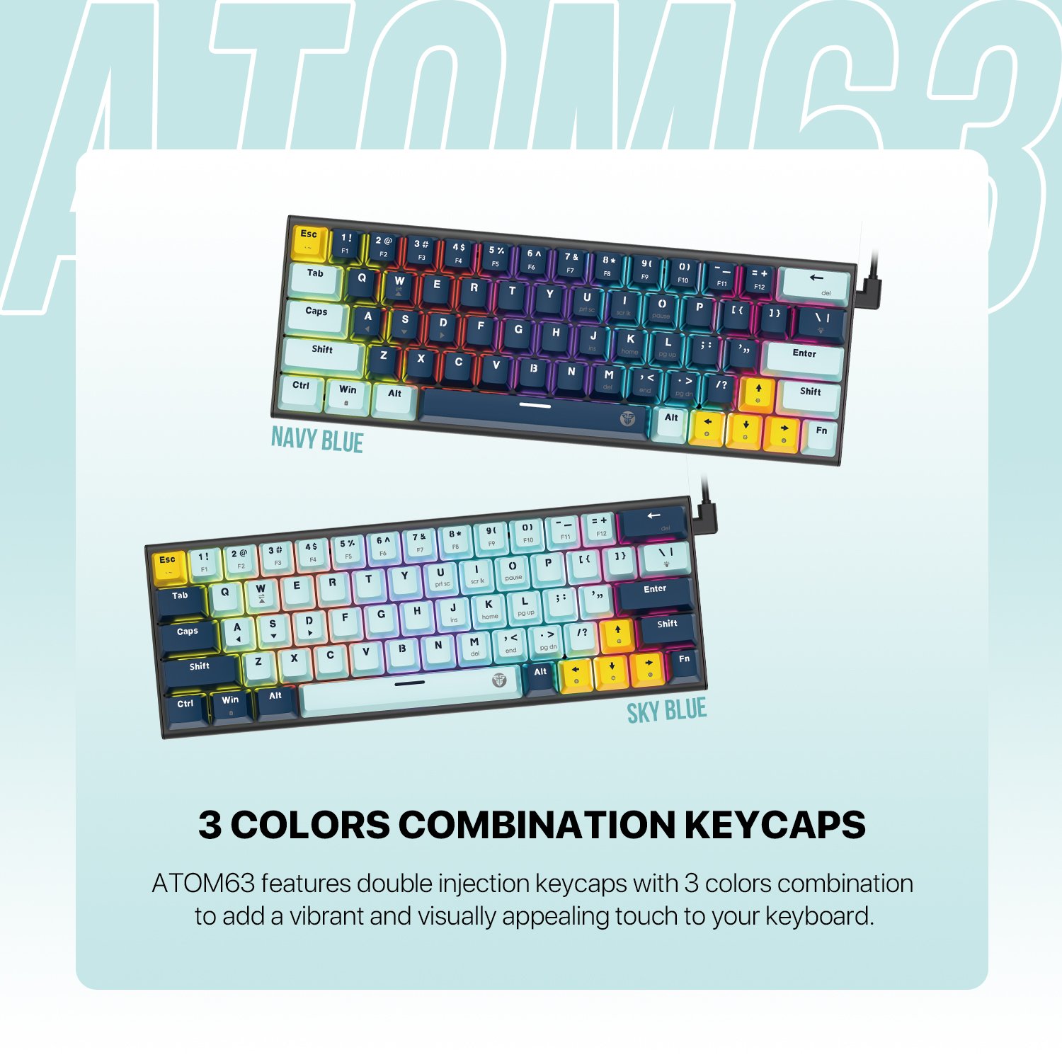 FANTECH MK874v2 ATOM63 High-Quality Materials Enhanced Typing Comfort Wide Compatibility Mechanical Keyboard