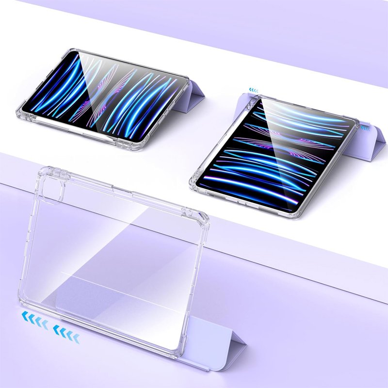 2024 New tablet case transparent 2 in 1 back case TPU+PC push pull snap with pen slot for ipad pro11 inch tablet case