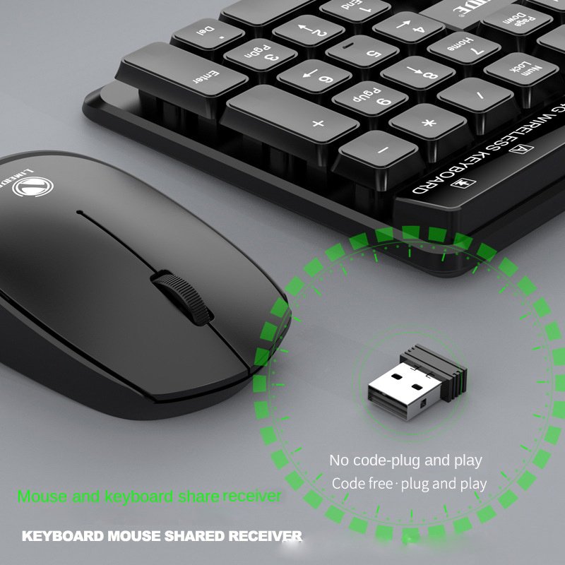 2.4G 104-Key Wireless Keyboard and Mouse Combo Office Computer USB Connectivity in Black and White Colors