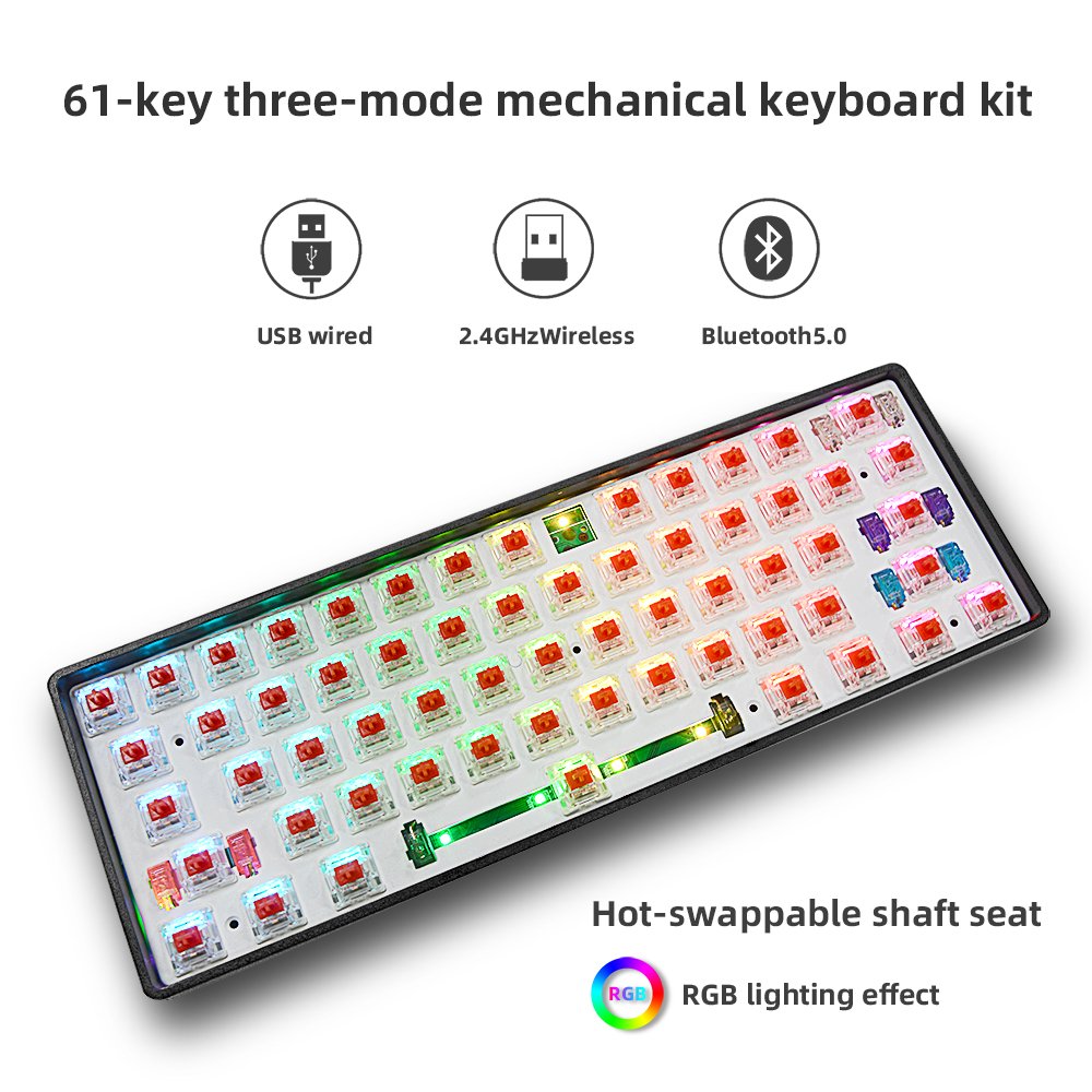 CNC Case RGB Hot Swap 60% semi- finished DIY kit Mechanical Keyboard