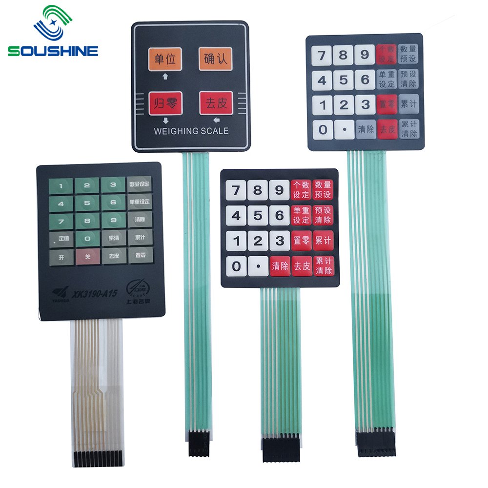 High Quality 3x3 4x4 3x4 9 16 Keys Silver Conductive Ink Membrane Switch Keypad/Keyboard with Connector