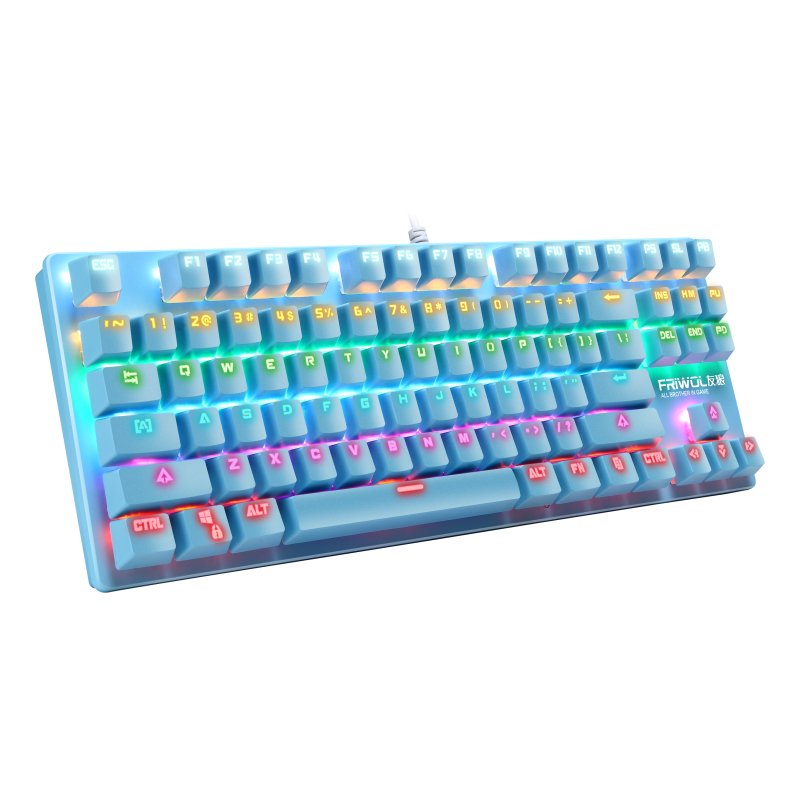 RGB Mechanical Keyboard 87Keys Blue Switch Wired Backlit Rainbow Gaming Mechanical Keyboard