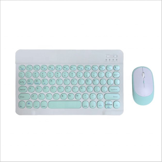 White black pink Colorful IOS system Wireless Bluetooth Slim Rechargeable Keyboard and Mouse set for home office Girls Women