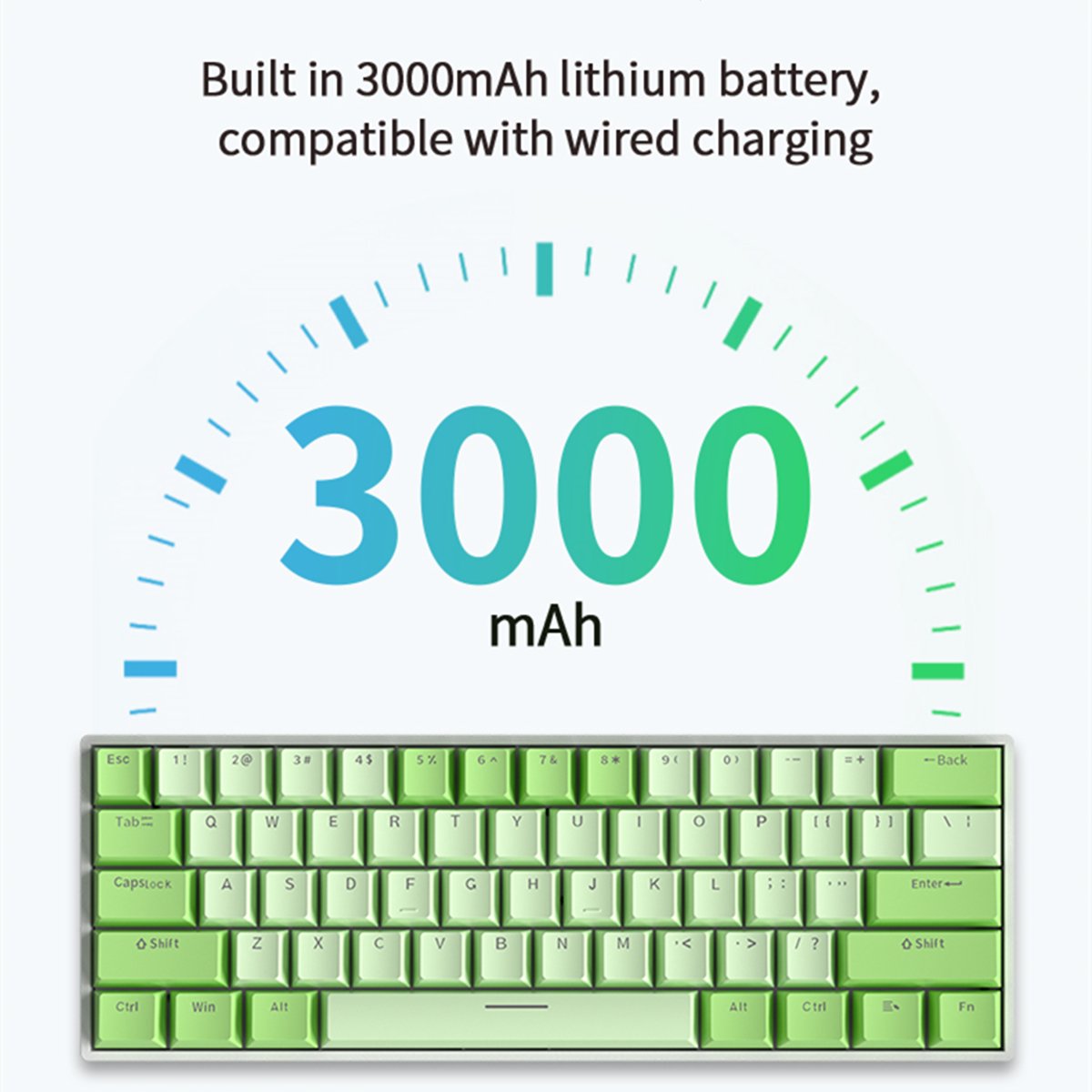 MATHEW TECH HW61 Matcha 60% Mechanical Gaming Keyboard 3Mode RGB Backlit Hot Swappable Mini Mechanical Keyboard
